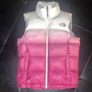 The North Face Ombre Pink and White Vest size small